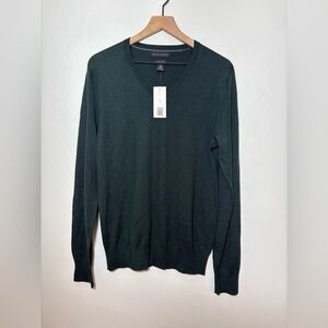 NWT Banana Republic Luxury Blend V-Neck Sweater Men Sz M Green Silk, Cashmere